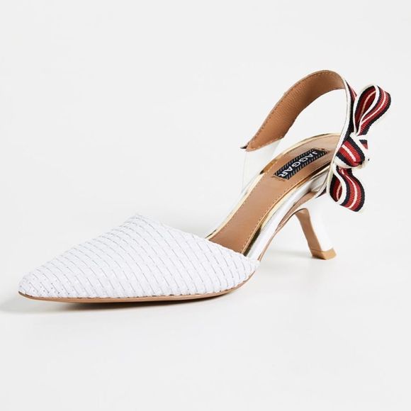 Jaggar Shoes - Jaggar White In Detail Kitten Heel Pumps
Size 38